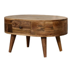 Mini Oak-Tone Rounded Coffee Table