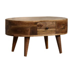 Mini Oak-Tone Rounded Coffee Table