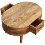 Mini Oak-Tone Rounded Coffee Table
