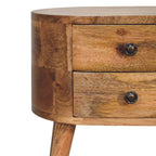 Mini Oak-Tone Rounded Bedside Table