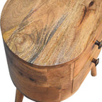 Mini Oak-Tone Rounded Bedside Table