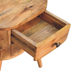 Mini Oak-Tone Rounded Bedside Table