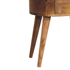 Mini Oak-Tone Rounded Bedside Table