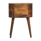 Mini Oak-Tone Rounded Bedside Table