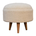 Cream Bouclé Rounded Footstool
