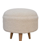 Cream Bouclé Rounded Footstool