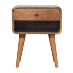 Curved Oak-Tone Open Bedside