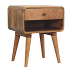 Curved Oak-Tone Open Bedside