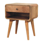 Curved Oak-Tone Open Bedside
