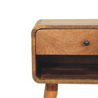 Curved Oak-Tone Open Bedside