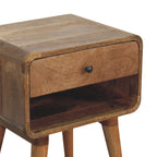 Curved Oak-Tone Open Bedside