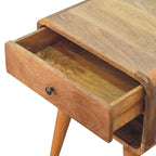 Curved Oak-Tone Open Bedside