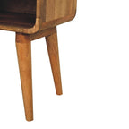 Curved Oak-Tone Open Bedside