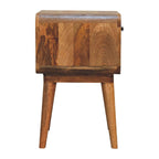 Curved Oak-Tone Open Bedside