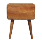 Curved Oak-Tone Open Bedside