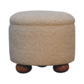 Cream Bouclé Storage Footstool
