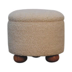 Cream Bouclé Storage Footstool