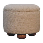 Cream Bouclé Storage Footstool