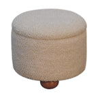 Cream Bouclé Storage Footstool