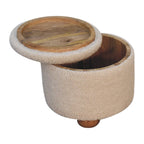 Cream Bouclé Storage Footstool