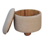 Cream Bouclé Storage Footstool