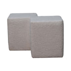 White Bouclé Twin Footstool