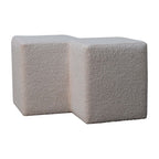 White Bouclé Twin Footstool