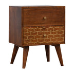 Gold Art Pattern 2 Drawer Bedside