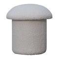White Bouclé Mushroom Footstool