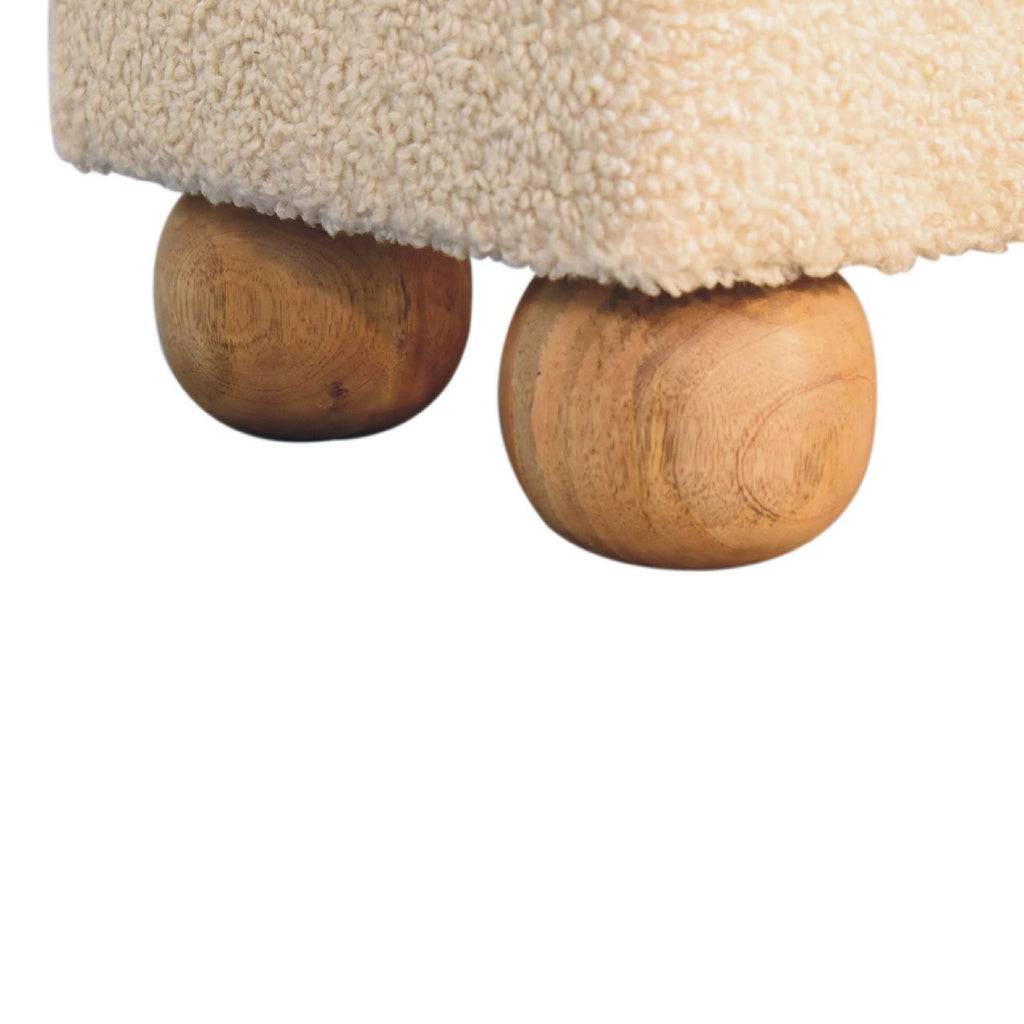 Vintage Leather Boucle Ball Footstool