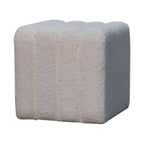 White Wavy Bouclé Footstool