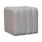 White Wavy Bouclé Footstool
