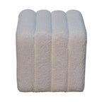 White Wavy Bouclé Footstool