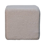White Wavy Bouclé Footstool