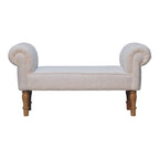 White Bouclé Bedroom Bench