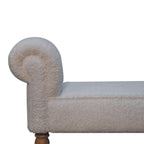 White Bouclé Bedroom Bench