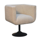 Cream Bouclé Swivel Chair