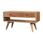 Reverse Curve Oak-Tone Media Unit
