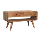 Reverse Curve Oak-Tone Media Unit