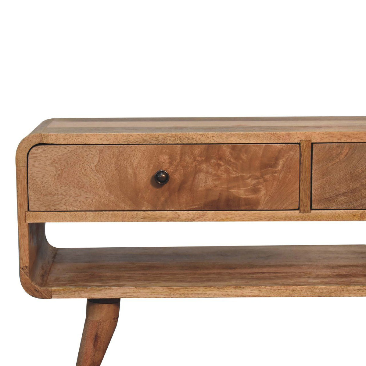 Reverse Curve Oak-ish Media Unit