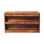 Buffalo Hide Pull-Out Chestnut Shoe Storage Bench