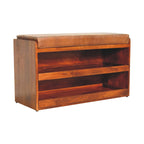 Buffalo Hide Pull-Out Chestnut Shoe Storage Bench