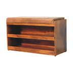 Buffalo Hide Pull-Out Chestnut Shoe Storage Bench