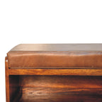 Buffalo Hide Pull-Out Chestnut Shoe Storage Bench