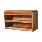 Buffalo Hide Oak-Tone Shoe Storage Bench