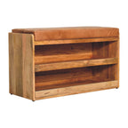 Buffalo Hide Oak-Tone Shoe Storage Bench