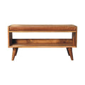 Oak-Tone Bench with Tan Leather Seatpad