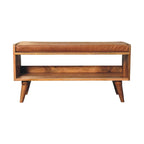 Oak-Tone Bench with Tan Leather Seatpad