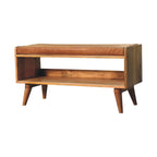 Oak-Tone Bench with Tan Leather Seatpad