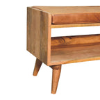 Oak-Tone Bench with Tan Leather Seatpad